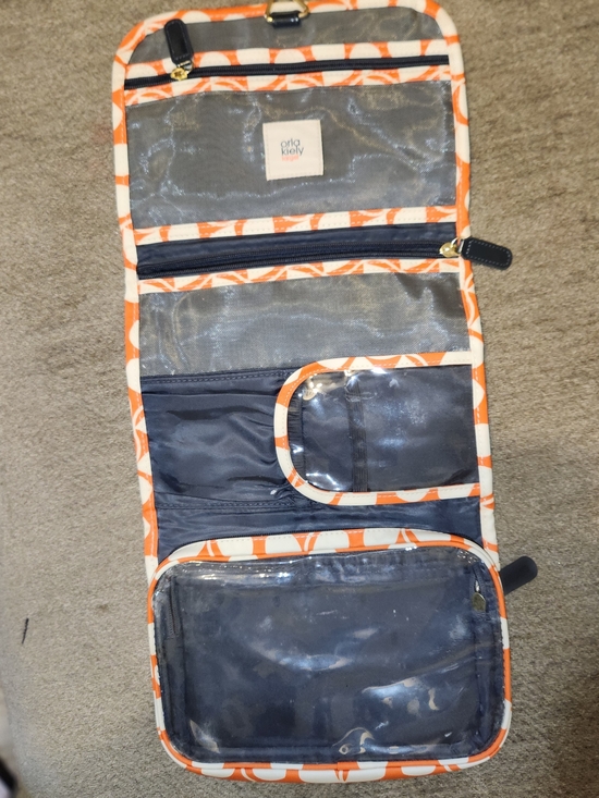 Orla Kiely Handbags - Orla Kiely Orange & Navy Hanging Travel Toiletry Organizer